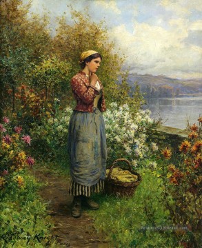  chevalier tableaux - Julia sur la terrasse countrywoman Daniel Ridgway Knight